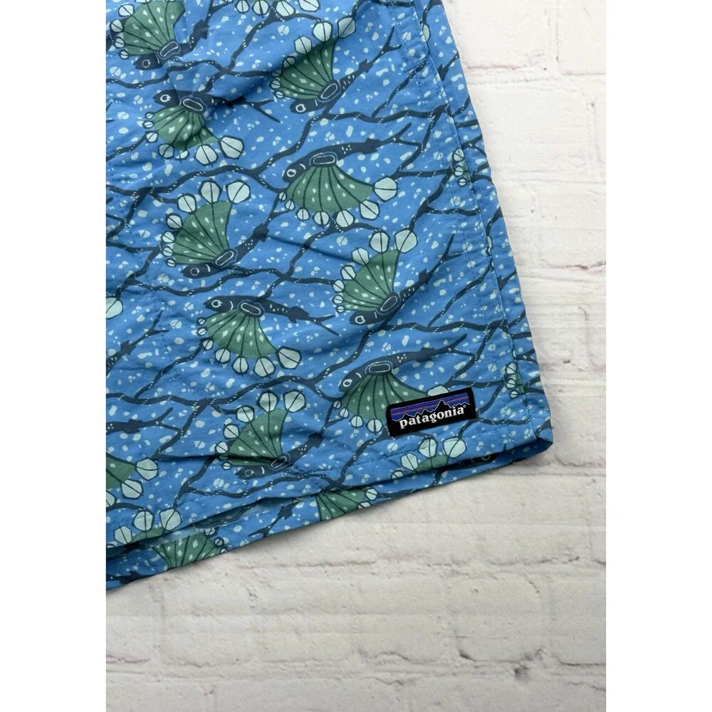 Patagonia Swim Trunks Shorts Men’s Blue Fish Y2K Print Mesh Lined XL
